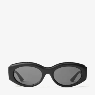 Sue Matte Black Oval Sunglasses
