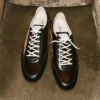 Sunny M Bronze Mix Leather and Velvet Low Top Trainers