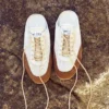 Sunny Mule F Latte and Toffee Leather Mix and Diamond Mesh Low Top Trainers