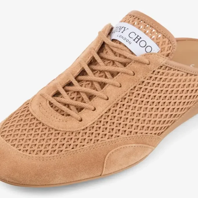Sunny Mule F Toffee Leather Mix and Diamond Mesh Low Top Trainers