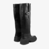 Tamsin Knee Boot Flat Black Shiny Calf Leather Knee High Boot