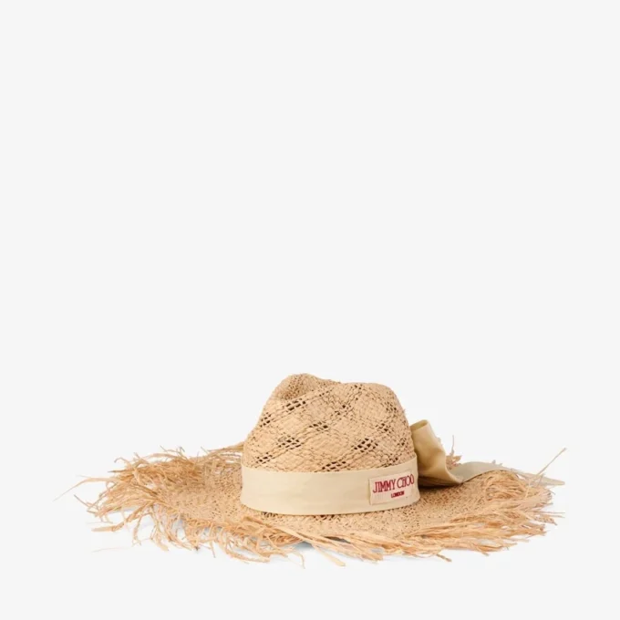 Thalia Small Natural Raffia Hat with Ribbon Bow
