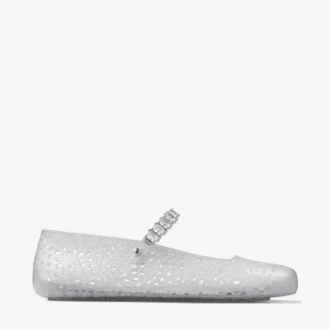 The Jelly Clear Jelly Ballerina Flats with Crystal Embellishment