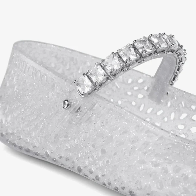 The Jelly Clear Jelly Ballerina Flats with Crystal Embellishment