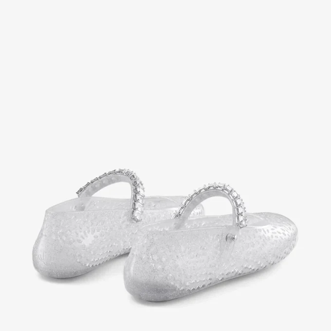 The Jelly Clear Jelly Ballerina Flats with Crystal Embellishment