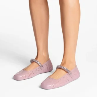 The Jelly Cotton Candy Jelly Ballerina Flats with Crystal Embellishment