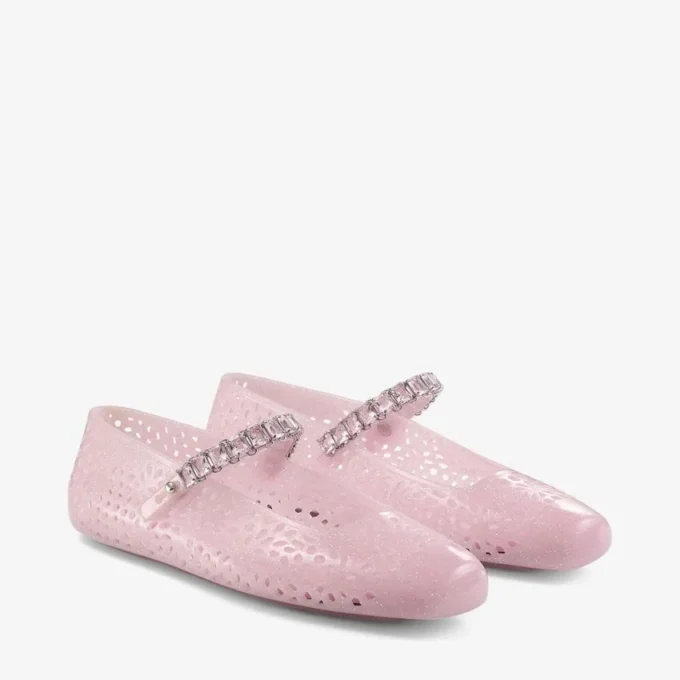 The Jelly Cotton Candy Jelly Ballerina Flats with Crystal Embellishment