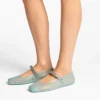 The Jelly Light Verde Jelly Ballerina Flats with Crystal Embellishment