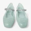 The Jelly Light Verde Jelly Ballerina Flats with Crystal Embellishment
