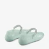 The Jelly Light Verde Jelly Ballerina Flats with Crystal Embellishment