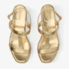 Theia Wedge 60 Gold Metallic Leather Wedge Sandals