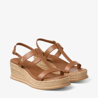 Theia Wedge 60 Tan Leather Wedge Sandals
