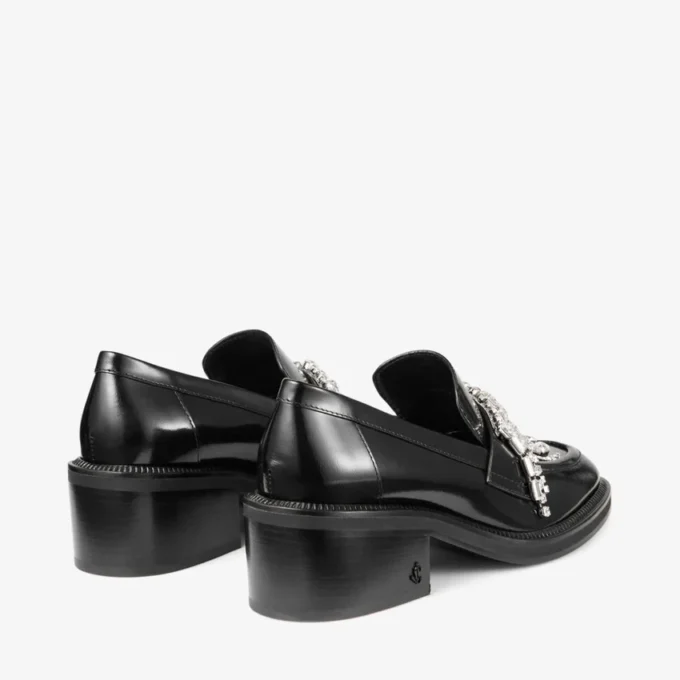 Tylor 60 Black Soft Box Calf Loafers with Crystal Chandelier