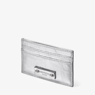 Umika Silver Vintage Metallic Leather Card Holder