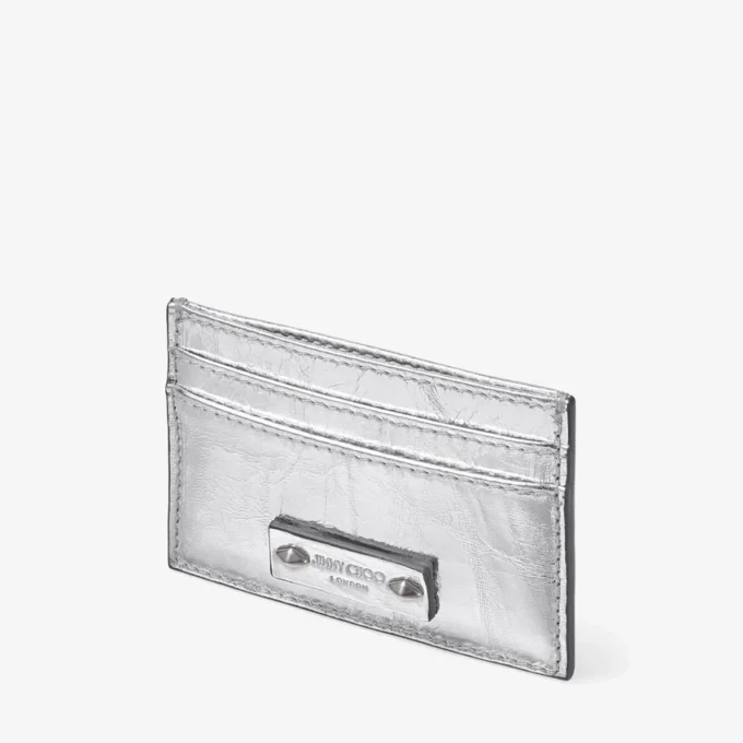 Umika Silver Vintage Metallic Leather Card Holder