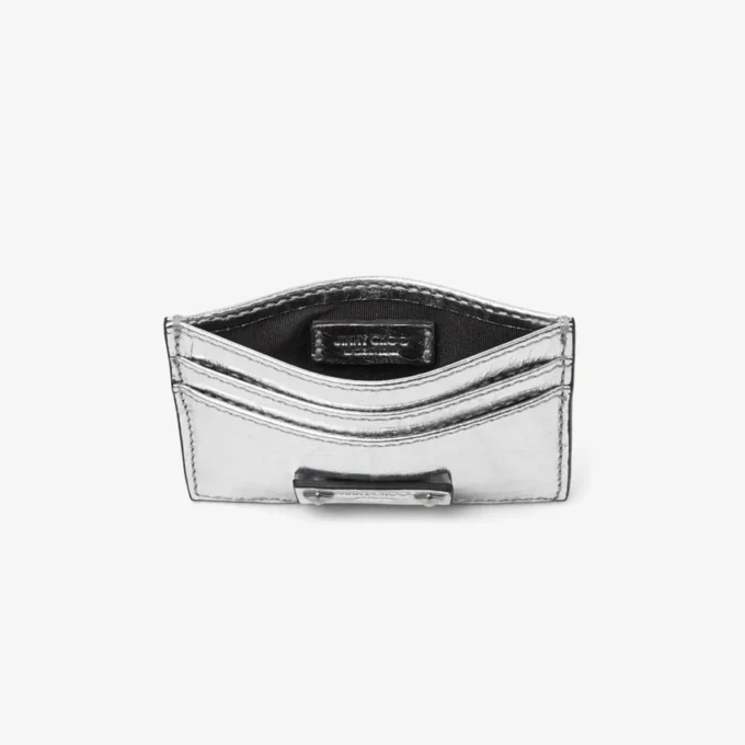 Umika Silver Vintage Metallic Leather Card Holder