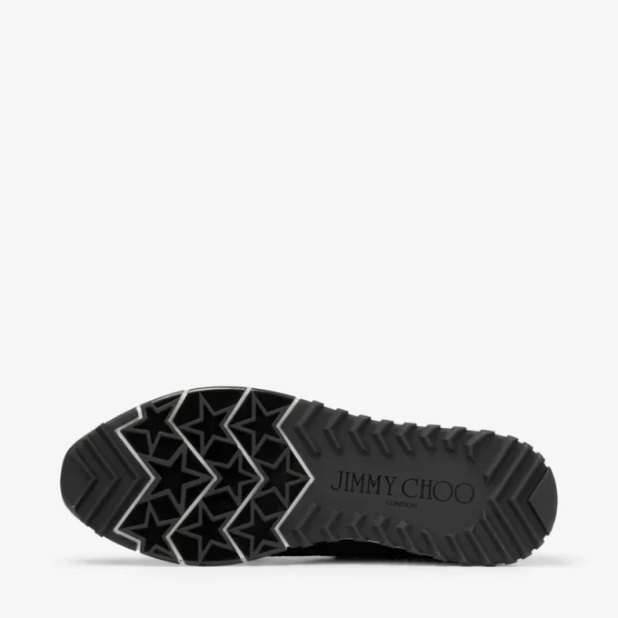Veles Black Crochet Knit Low-Top Trainers with Pearls