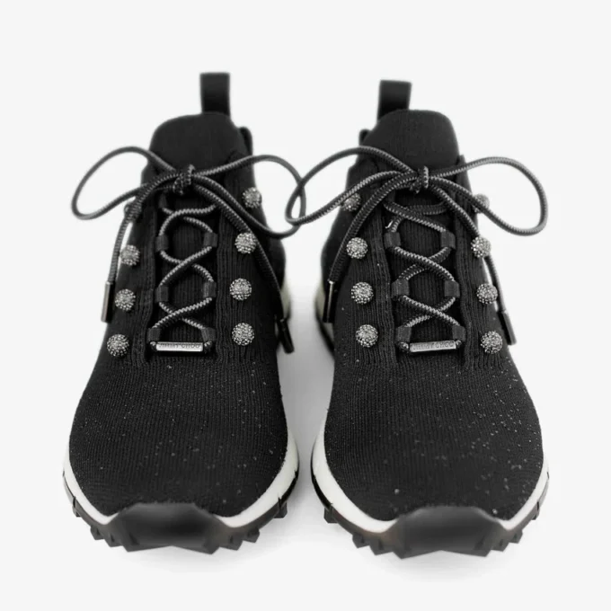 Veles Black Sequin Knit Trainers