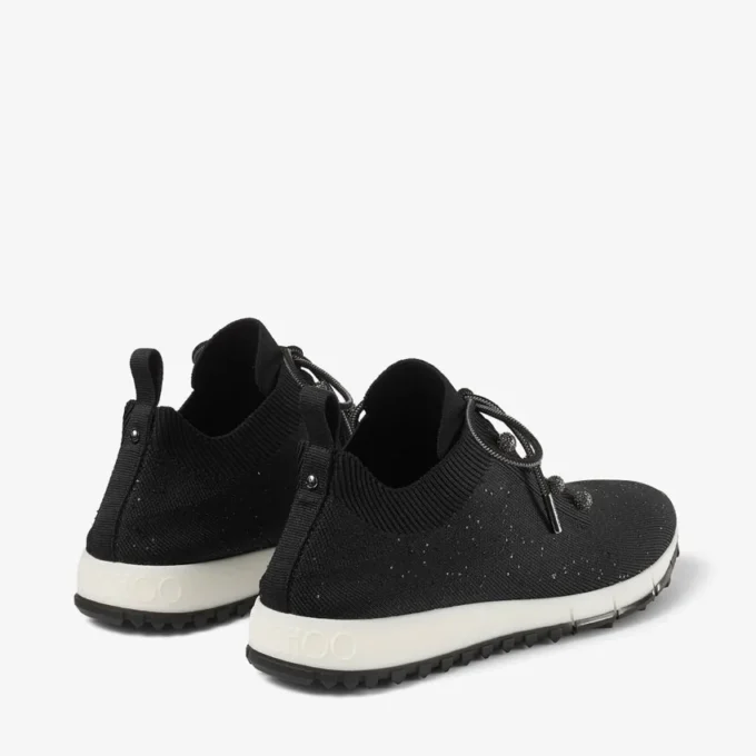 Veles Black Sequin Knit Trainers