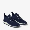 Veles Marine Cashmere Melange Knit Trainers with Pearl Buttons