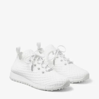 Veles White Textured Knit Trainers