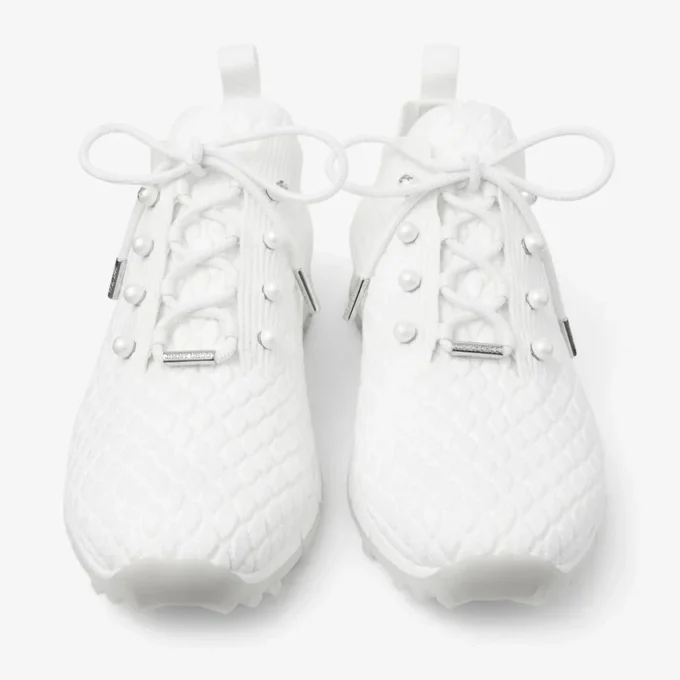 Veles White Textured Knit Trainers