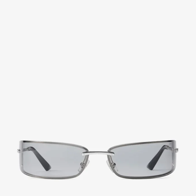 Verse Silver and Grey Rectangular Metal Sunglasses
