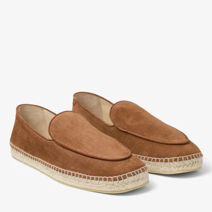 Vine Lace Up Cigar Etched Velvet Suede Espadrilles