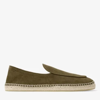 Vine Lace Up Moss Green Etched Velvet Suede Espadrilles