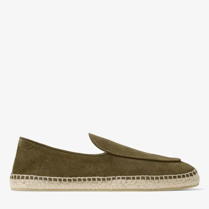 Vine Lace Up Moss Green Etched Velvet Suede Espadrilles