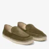 Vine Lace Up Moss Green Etched Velvet Suede Espadrilles