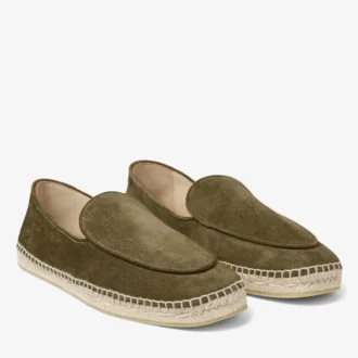 Vine Lace Up Moss Green Etched Velvet Suede Espadrilles