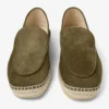 Vine Lace Up Moss Green Etched Velvet Suede Espadrilles
