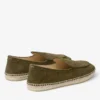 Vine Lace Up Moss Green Etched Velvet Suede Espadrilles