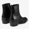 Wilder Boot Black Calf Leather Ankle Boots with Metal Detail