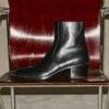Wilder Boot Black Calf Leather Ankle Boots with Metal Detail