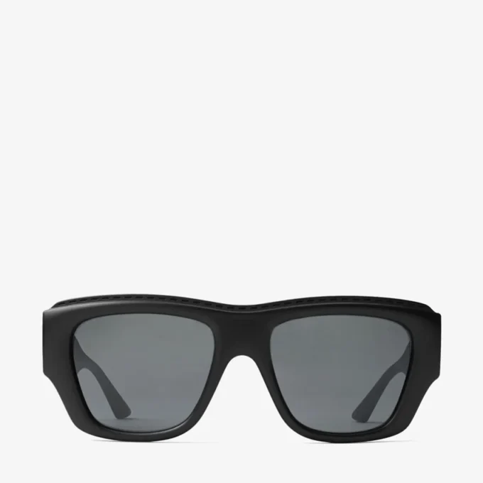 Yani Matte Black Rectangular Sunglasses
