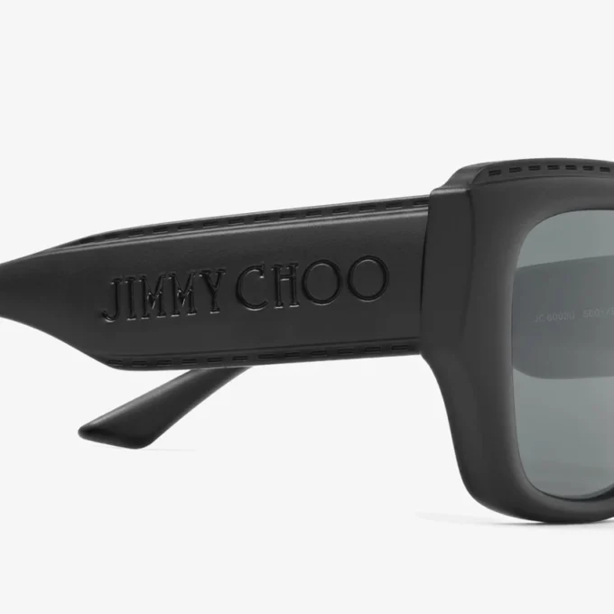Yani Matte Black Rectangular Sunglasses