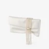 Zandra Ivory Satin Clutch Bag