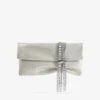 Zandra Light Soft Gold Shimmer Suede Clutch with Chain Bracelet