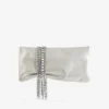 Zandra Light Soft Gold Shimmer Suede Clutch with Chain Bracelet