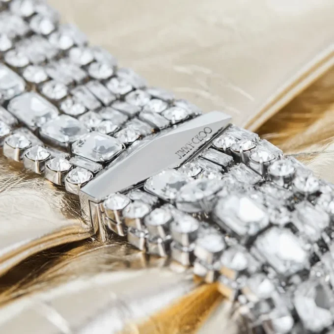 Zandra Platinum Vintage Metallic Leather Clutch Bag