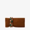 Zandra Tan Suede Clutch Bag with Beaded Bracelet
