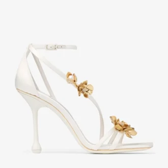 Zea 95 Ivory Satin Flower Sandals