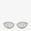 Zina Pale Gold Oval Sunglasses