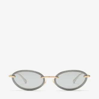 Zina Pale Gold Oval Sunglasses