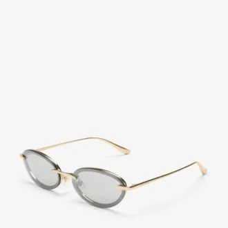 Zina Pale Gold Oval Sunglasses