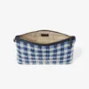 Zipped Flat Pouch Marine Mix and Ecru Gingham Raffia Zipped Pouch
