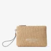 Zipped Flat Pouch Natural and Latte Raffia Zipped Pouch