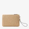 Zipped Flat Pouch Natural and Latte Raffia Zipped Pouch